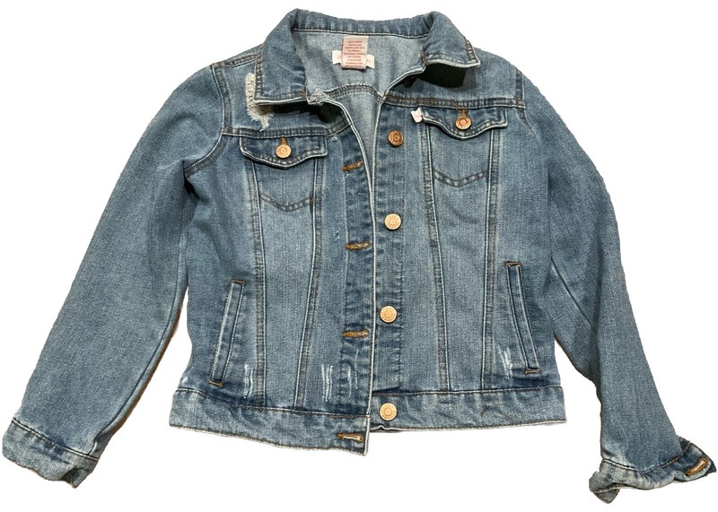 Tommy Bahamas Distressed Denim Jean Jacket Girls Size 10 Medium Wash