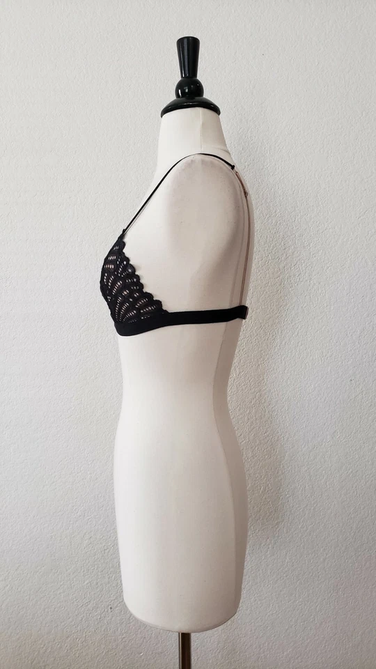 Sexy Bralette Anthropologie Nuevo Talla Mediana Grande Encaje Rosa Negro Delgado Foto 2 de 4