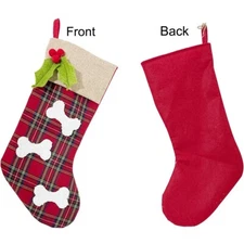 Choice on Christmas Stockings with Dog Paw or Bone Ornaments for Home Fireplace