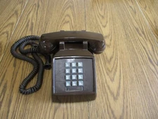 ITT Touch Tone Corded Land Line Desk Telephone Phone Brown Push Button