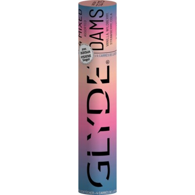4er Glyde Sheer Dams Latex Lecktücher - Mix: Erdbeere, Vanille, Cola, Waldbeere