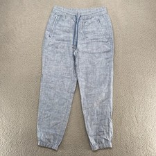Athleta Pants Womens 6 Retreat Linen Joggers Blue Boho Travel Beachy Coastal