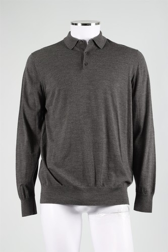 LORO PIANA GREY MEN'S WOOL POLO SHIRT IT 56 - Picture 2 of 5