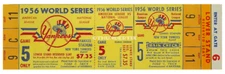 1 1956 WORLD SERIES  YANKEES UNUSED FULL TICKET PERFECT game 5 laminated reprint
