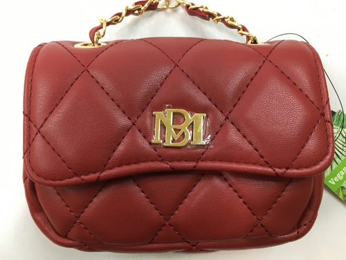 Badgley Mischka Purse Burgundy Quilted Mini Chain Vegan Crossbody - MSRP $49 - Picture 2 of 11