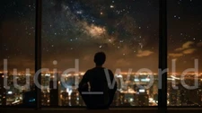 Digital Image Lo Fi Wallpaper Background Desktop AI Art Overlooking City Lights