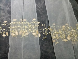 Organza Gardinenstoff Semiorganza Ivory 2 90m Stickerei Creme