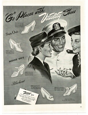 1943 Vitality Shoes For Women WAC Naval Officer WWII Print Ad