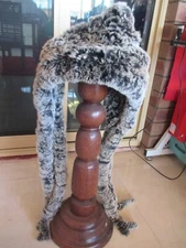 Genuine rex rabbit fur hood shawl NEW very soft warm one size
