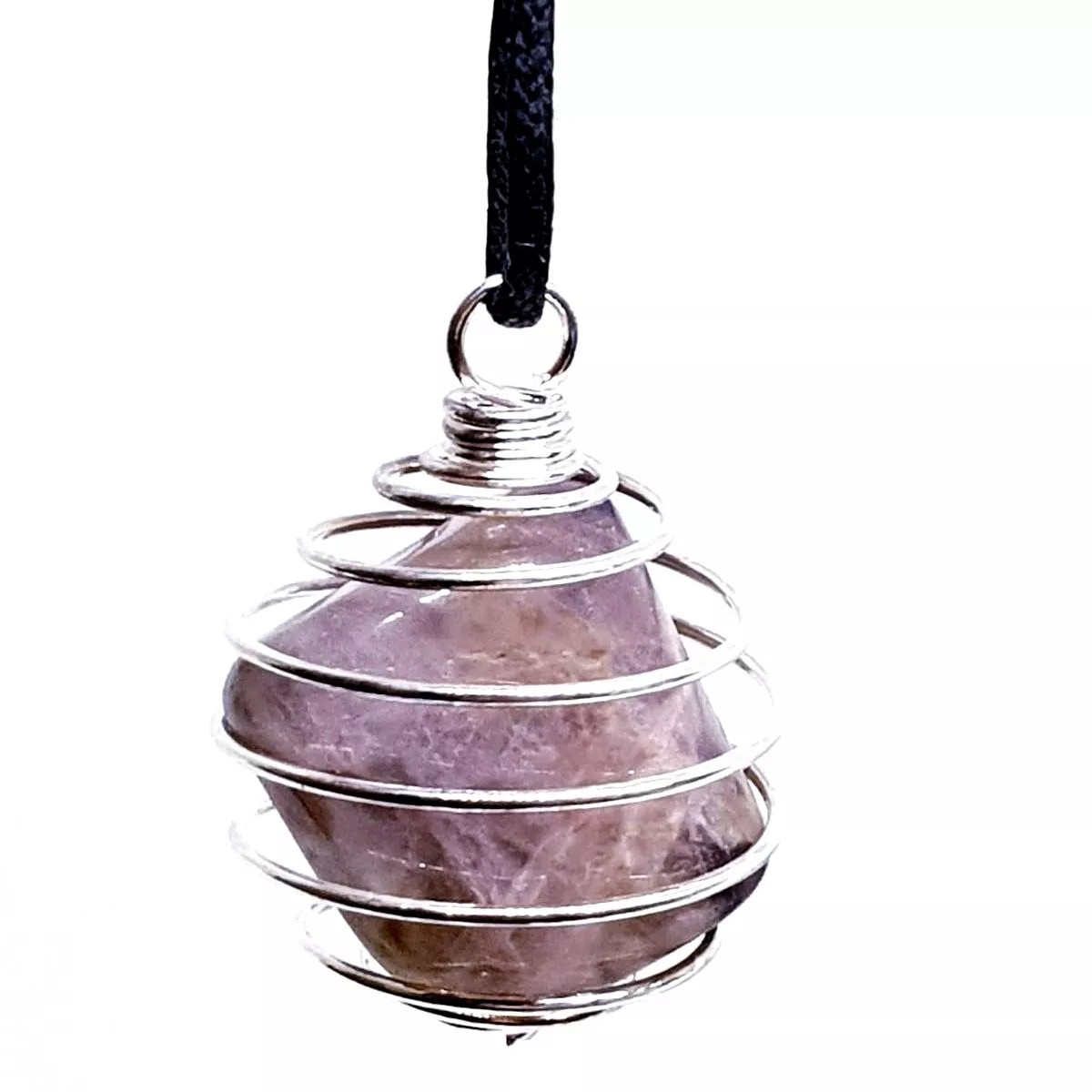 Amethyst Pendant Wire Tumble Cage Necklace Tumble Stone Crystal Cord Jewellery