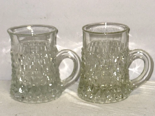 2 Indiana DIAMOND POINT CRYSTAL   4 1/2" MUGS