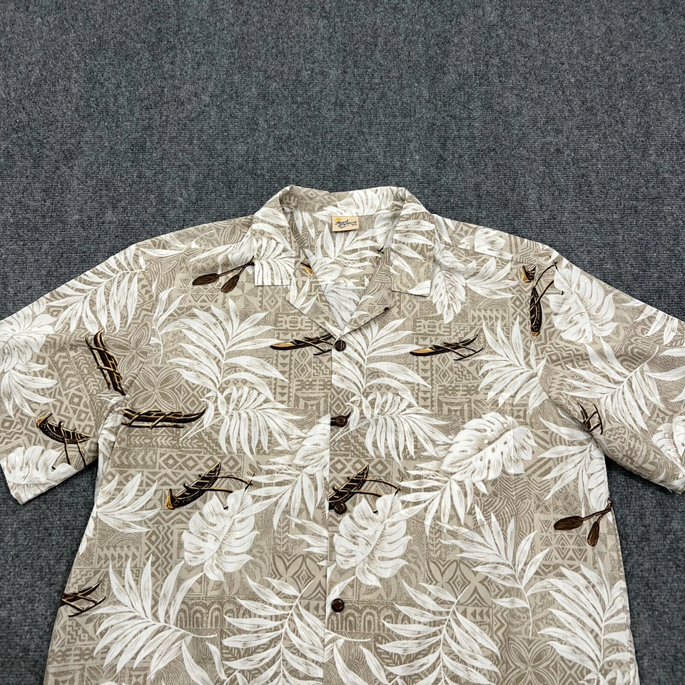 Мужская гавайская рубашка Royal Creations XXL серая сделано на Гавайях каноэ племенной лагерь - Изображение 2 из 4