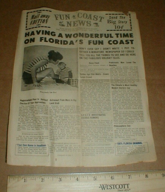 Vtg Old 1962 Coast News Holiday Isles Florida Treasure Island FL