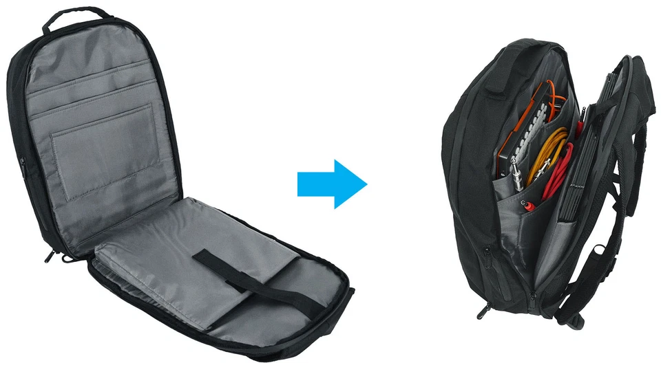 Mochila compacta Rockville DJBP24 resistente para DJ con 11 compartimentos/se adapta a computadora portátil de 17" Foto 3 de 4