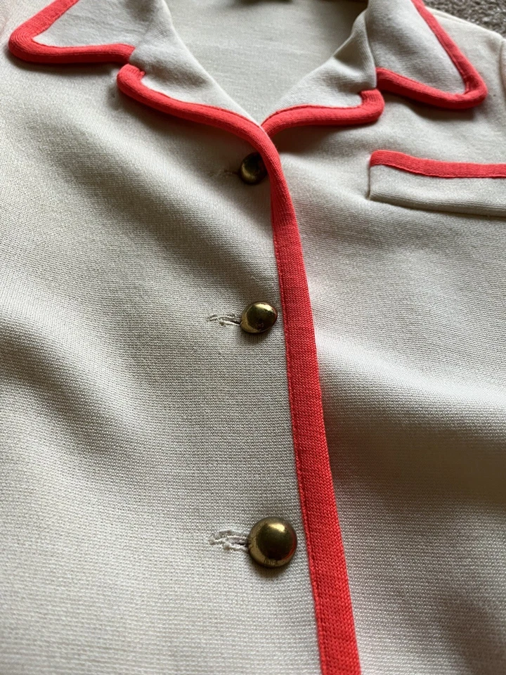 Vestido de lana Goldworm vintage años 50 talla 12 crema y naranja con cinturón Foto 3 de 4