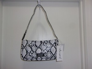 black and white snakeskin bag
