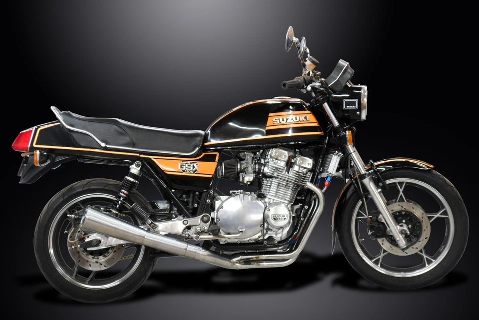 Suzuki GS1100E GS750 80-82 Full Exhaust 4-1 Stainless Classic Megaphone Muffler - Image 3 of 4