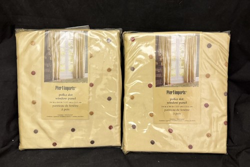 Pier 1 Imports Polka Dot Sand Yellow Window Panel Set Pair Of 2 /54”x84” - Picture 2 of 4