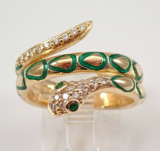 Snake Shape Ring 2Ct Round Cut Lab-Created Green Emerald 14K Yellow Gold Plated