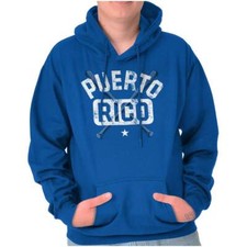 Puerto Rico Baseball Sports Team Pride Adult Long Sleeve Hoodie Sweatshirt