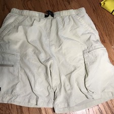 Columbia Cargo Shorts Oatmeal Elastic Waist VTG 2001 Y2K Gorpcore Active Medium