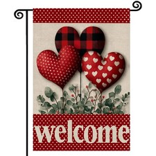 Valentines Day Love Heart Garden Flag12x18 Inch Double Sided Outside Decoration