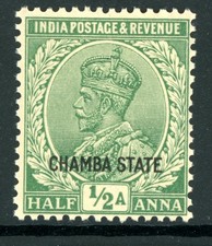 British India 1932 KGV Chamba ½a Green Scott #60 MNH K410