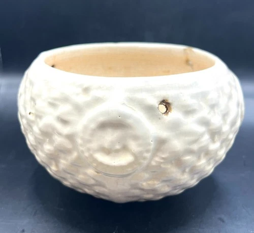 Vintage McCoy Cream Basket Weave Planter Hanging Basket 7.5" Dia.