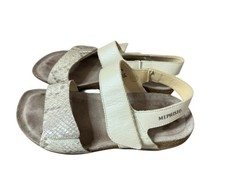 Mephisto Oriana Agave Flat Sandal White Silver Leather Sling Back EU 36 US 5.5