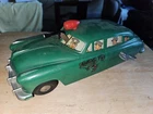 Vintage 1950s MARX Windup (W/ Key) Police Car Green Plastic Hudson Car "WORKS!"