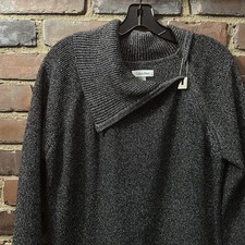 Calvin Klein | Sweater Dress Silver Metallic Thick Rib Knit Knee Length XL