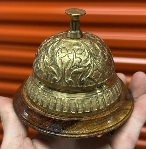 Table Desk Bell Antique Vintage Brass Hotel Service Ornate General Store Antique