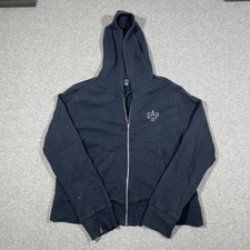 VTG Gap Full Zip Hoodie Women  s Sz L Boxy Logo Faded Grunge Distress Y2K 90s