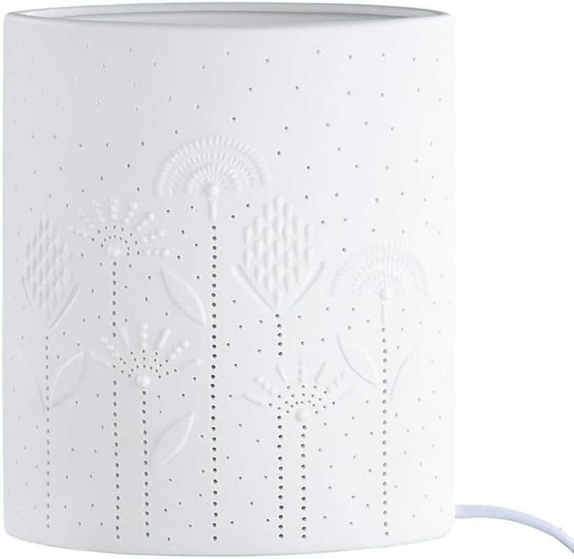 Lampada da Tavolo in Porcellana Bianca 20,5 cm | Design Floreale Elegante