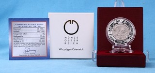 Österreich 100 Schilling 2000 Communications Silber / Titan PP/Proof OVP