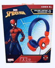 Marvel Spider-Man Kids 3D Headphones Wired Microphone Stereo Sound Kid Safe NEW