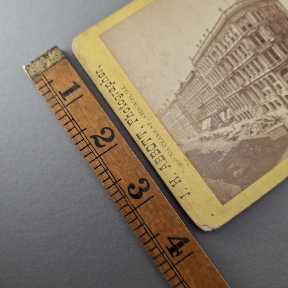 Stereoview Chicago Fire Reconstruction Corner Street For Rent Hawley ...