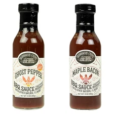 Brownwood Farms Ghost Pepper & Maple Bacon BBQ Sauce Bundle 14oz Bottles