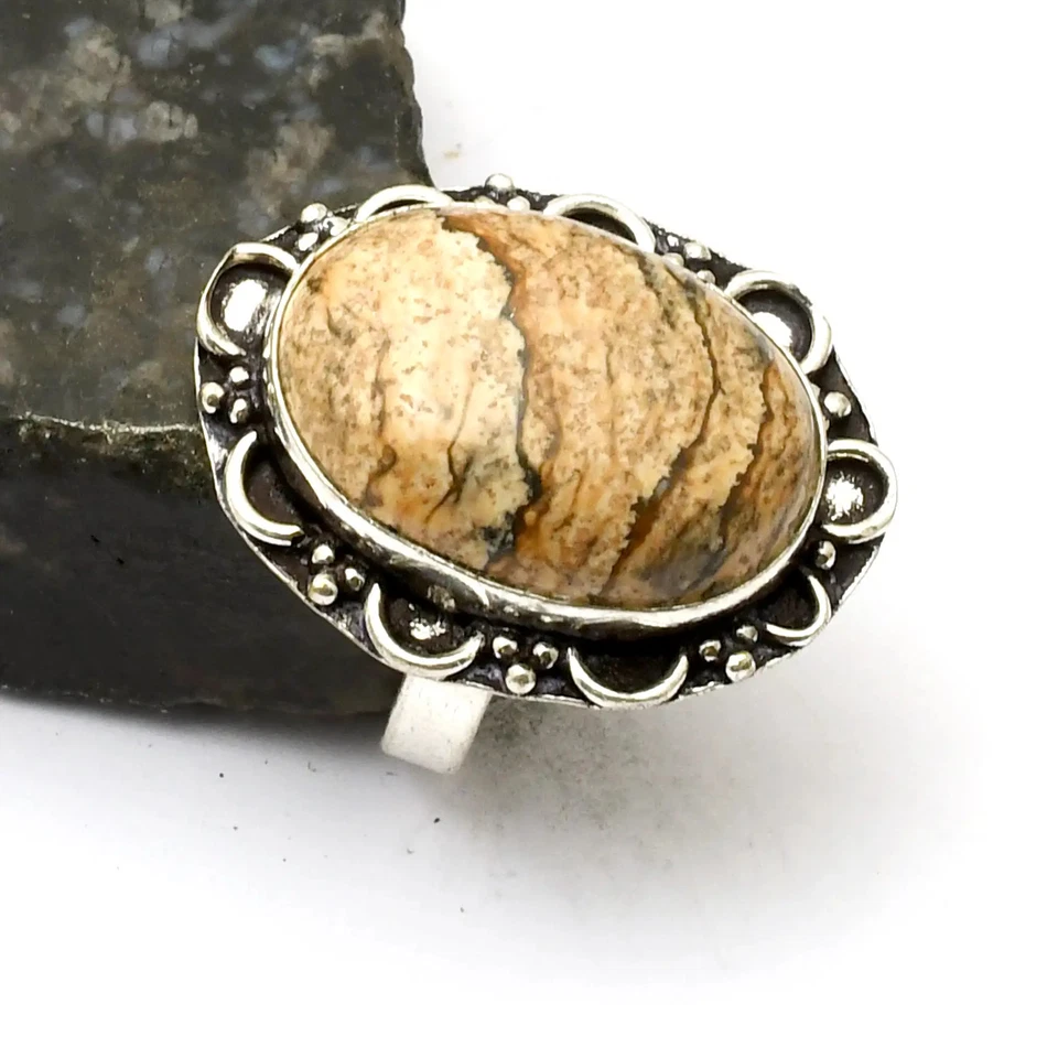 Bild Jaspis Edelstein Handarbeit Ring Schmuck für Weihnachten US-Größe - 8 AR 33356