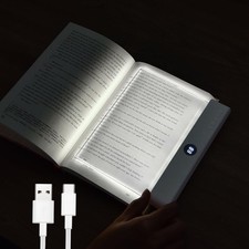 Book Light, Rechargeable Clear LED Flat Reading Light with 3 Colors Timer,
