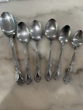 Rogers Stainless Steel Spoon Set Serving Soup and Teaspoon Floral Motif-6