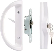 HauSun Sliding Patio Door Handle Set White with Key Lock – Reversible 3-15/16"
