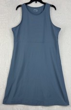 Eddie Bauer Women's Blue Sleeveless Crew Neck Stretch Knit A-Line Dress Size M