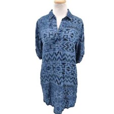 Philosophy Blue south west print chambray knee length shirt dress in size small