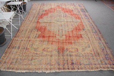 Turkish Vintage Rug 7,1x11,3 ft (216x343 cm), Red Oriental Rug