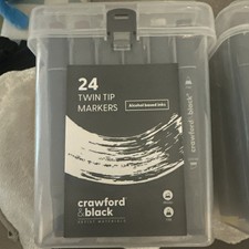 Crawford & Black Dual Tip Coloured Markers: Pack of 24 Alcohol Based Inks NEW