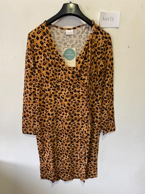 Mamalicious Mille Tess Umstandskleid Schwarz Animal Large = UK 12 (FM285-8)