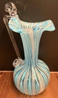 Vintage Murano Latticino Lace Ribbon Art Glass Pitcher Venetian 5.5 Inches Tall