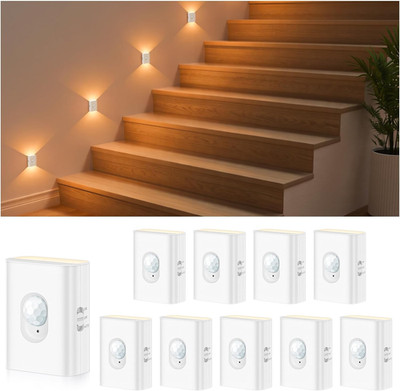 Rechargeable Motion Sensor Night Lights for Stairs, 10 Pack Wireless Magnetic St