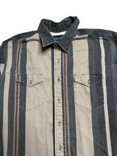 Wrangler Brushpopper Shirt Men  s 17.5x36 Sleeve Button Heavy Vintage Stripped